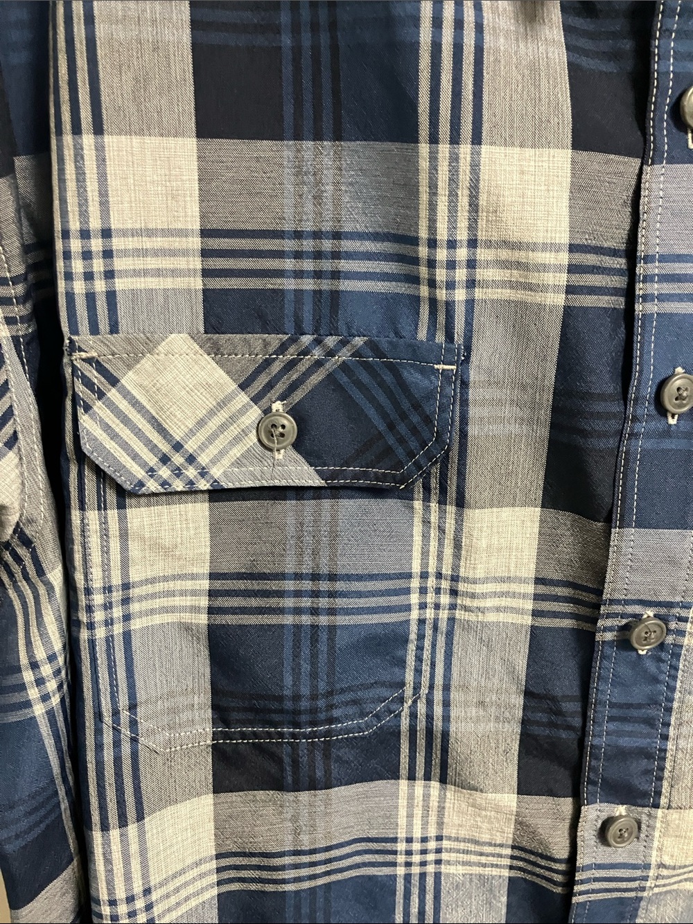 Croft & Barrow Quick Dry Classic Shirt Sz XXL Blue /Grey Plaid - Picture 4 of 9